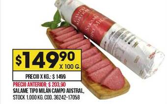 Coto Salame tipo milán campo austral oferta