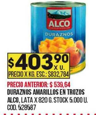 Coto Duraznos amarillos en trozos alco oferta