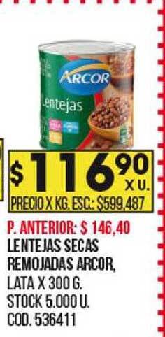 Coto Lentejas secas remojadas arcor oferta