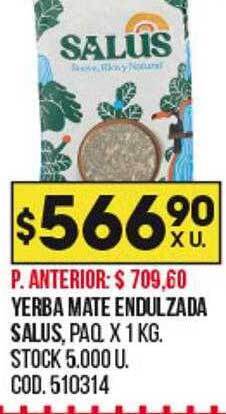 Coto Yerba mate endulzada salus oferta