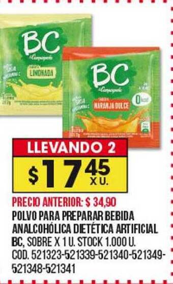 Coto Polvo para preparar bebida analcohólica dietética artificial bc oferta