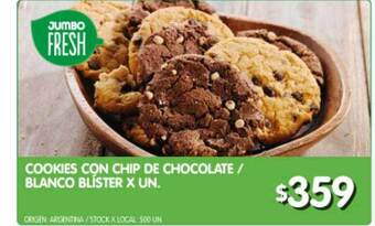 Jumbo Cookies con chip de chocolate blanco blíster x un oferta