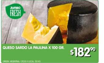 Jumbo Queso sardo la paulina x 100 gr oferta