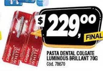 Supermercados Yaguar Pasta dental colgate luminous brillant oferta