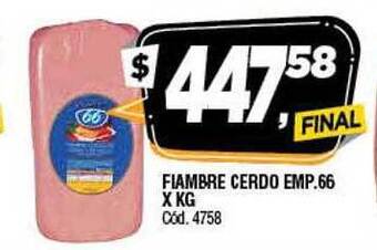 Supermercados Yaguar Fiambre cerdo emp.66 x kg oferta