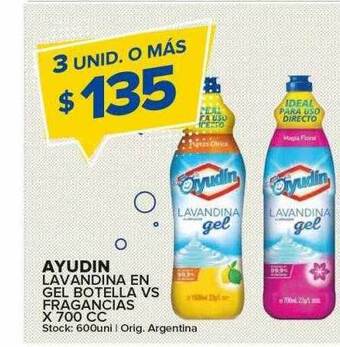 Carrefour Maxi Ayudin lavandina en gel botella vs fragancias oferta