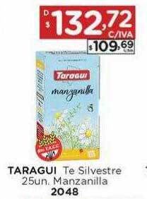 Hipermay Taragui te silvestre 25un. manzanilla oferta