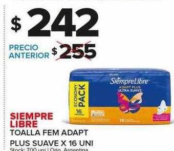 Carrefour Maxi Siempre libre toalla fem adapt plus suave oferta