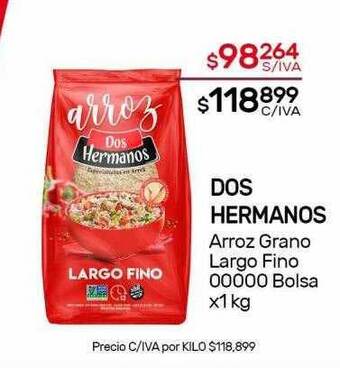 Nini Mayorista Dos hermanos arroz grano largo fino 00000 bolsa oferta