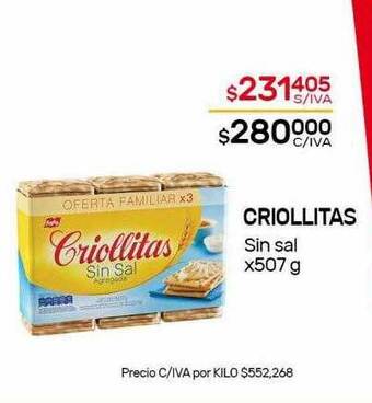 Nini Mayorista Criollitas sin sal oferta