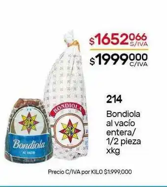 214 bondiola al vacío entera o ½ pieza