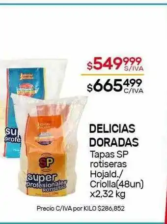 Nini Mayorista Delicias doradas tapas sp rotiseras hojald. o criolla oferta