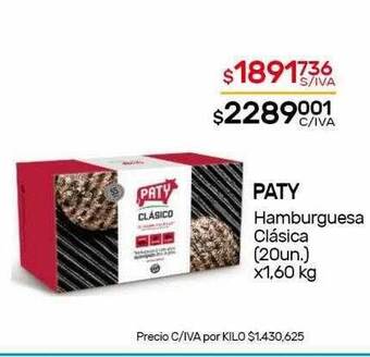 Nini Mayorista Paty hamburguesa clásica oferta