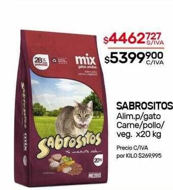 Nini Mayorista Sabrositos alim p gato carne pollo veg oferta