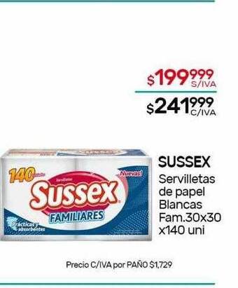 Nini Mayorista Sussex servilletas de papel blancas fam oferta