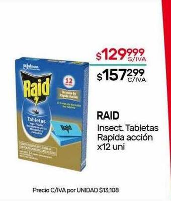Nini Mayorista Raid insect tabletas rapida acción oferta