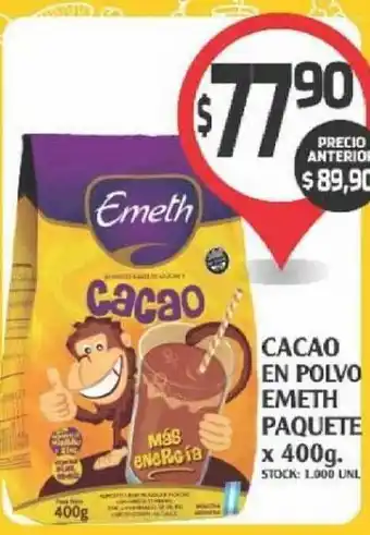 Supermercados Malambo Cacao En Polvo Emeth Paquete x 400g oferta