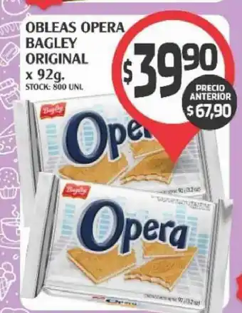 Obleas Opera Bagley Original x 92g