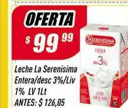 Supermercados Comodin Leche La Serenisima Entera-Desc 3%-Liv 1% LV 1Lt oferta