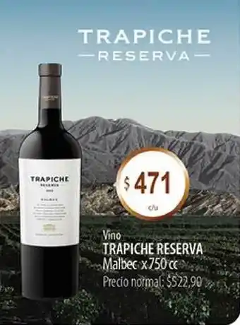 Supermercados Aiello Vino Trapiche Reserva Malbec x 750cc oferta