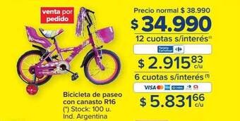Carrefour Bicicleta de paseo con canasto r16 oferta