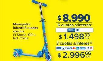 Carrefour Monopatín infantil 3 ruedas con luz oferta