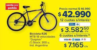 Carrefour Bicicleta r26 mtb 18 velocidades oferta