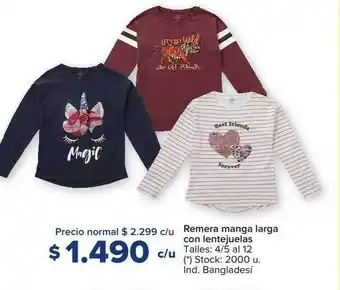 Carrefour Remera manga larga con lentejuelas oferta