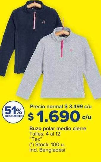 Carrefour Buzo polar medio cierre oferta