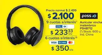 Carrefour Auricular vincha inalámbrico pshb712 poss oferta