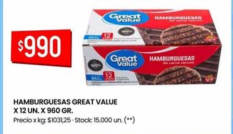 Changomas Hamburguesas great value x 12 un. x 960 gr. oferta