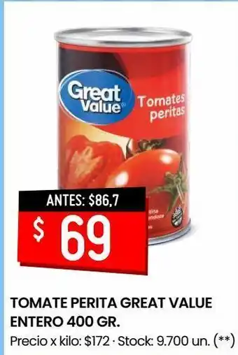 Changomas Tomate perita great value entero 400 gr oferta