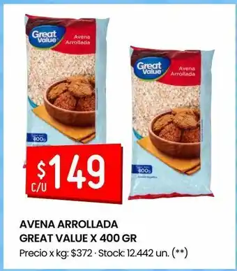 Changomas Avena arrollada great value x 400 gr oferta