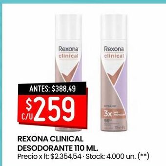 Changomas Rexona clinical desodorante 110 ml. oferta