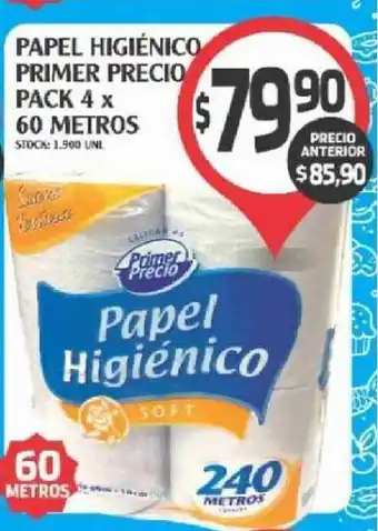 Supermercados Malambo Papel Higiénico Primer Precio Pack 4 x 60 metros oferta
