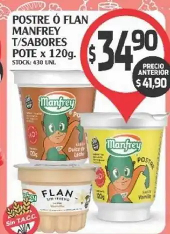Postre Ó Flan Manfrey T-Sabores Pote x 120g