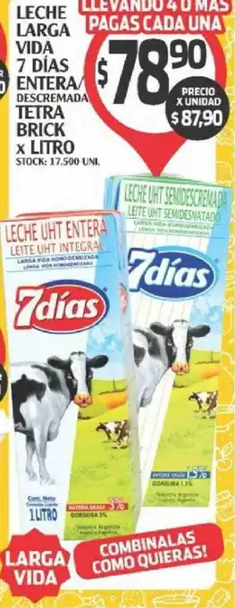 Supermercados Malambo Leche Larga Vida 7 Días Entera-Descremada Tetra Brick x litro oferta