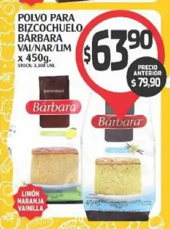 Polvo Para Bizcochuelo Bárbara Vai-Nar-Lim x 450g