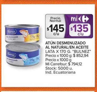 Carrefour Atún desmenuzado al natural en aceite oferta