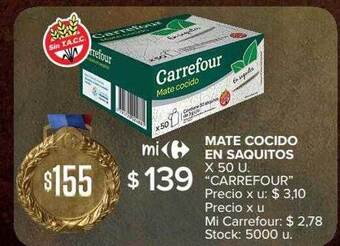 Carrefour Mate cocido en saquitos oferta