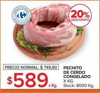 Carrefour Pechito de cerdo congelado 20% descuento oferta