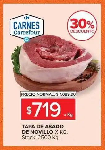 Carrefour Tapa de asado de novillo 30% descuento oferta