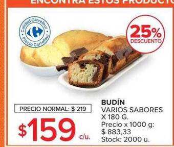 Carrefour Budín varios sabores 25% descuento oferta