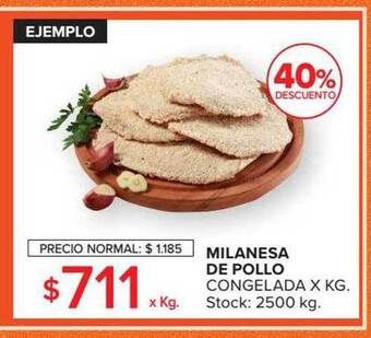 Carrefour Milanesa de pollo congelada 40% descuento oferta