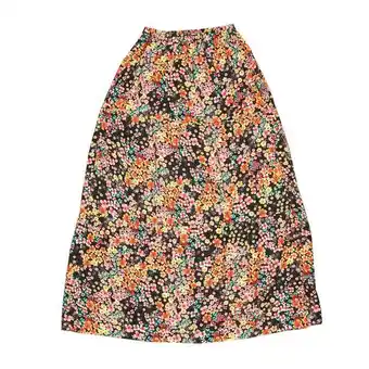 Coto Pollera mujer larga estampado flores negra talle m oferta