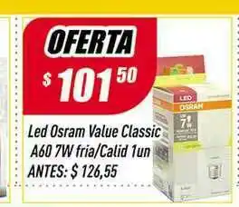 Supermercados Comodin Led Osram Value Classic A60 7W Fria-Calid 1 un oferta
