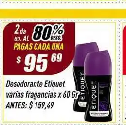 Supermercados Comodin Desodorante Etiquet Varias Fragancias x 60gr oferta