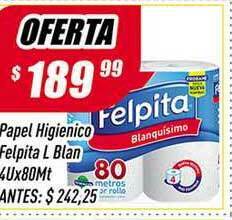 Supermercados Comodin Papel Higienico Felpita L Blan 4Ux80Mt oferta