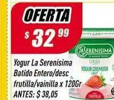 Supermercados Comodin Yogur La Serenisima Batido Entero-Desc Frutilla-Vainilla x 120gr oferta