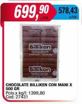 Maxiconsumo Chocolate billiken con mani oferta